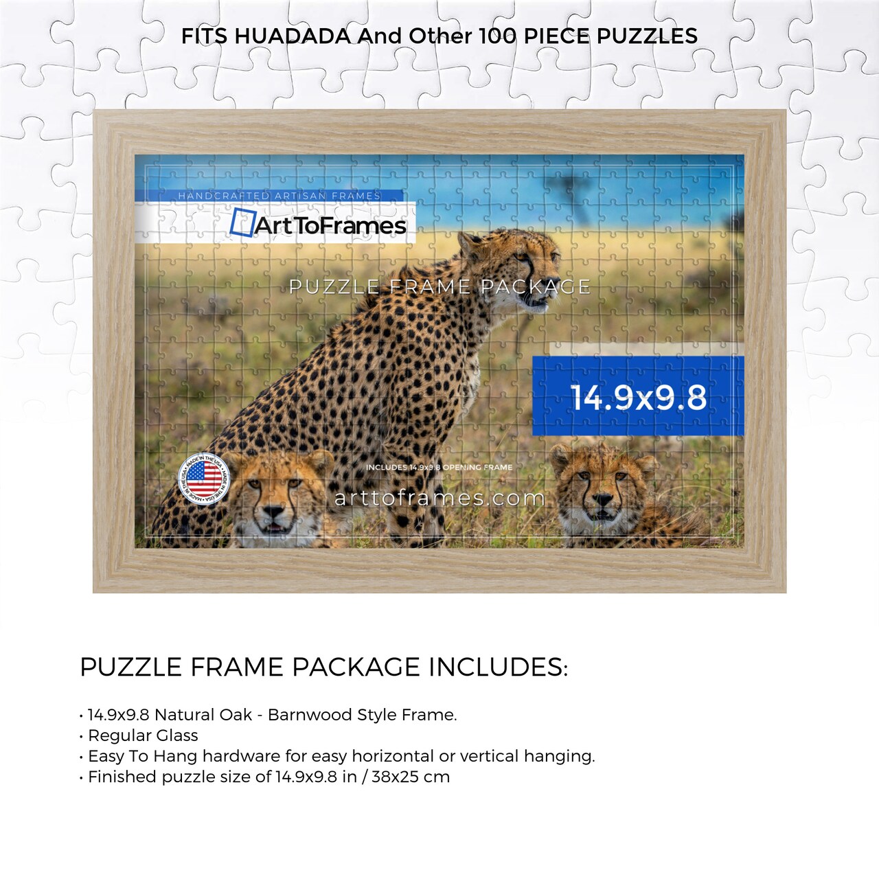 ArtToFrames 14.9x9.8 INCH / 38x25 CM Puzzle Frame for 100 piece Puzzles.This 1.25 Inch Custom MDF Frame for Puzzles Comes with Regular Glass, Available in Multiple Colors